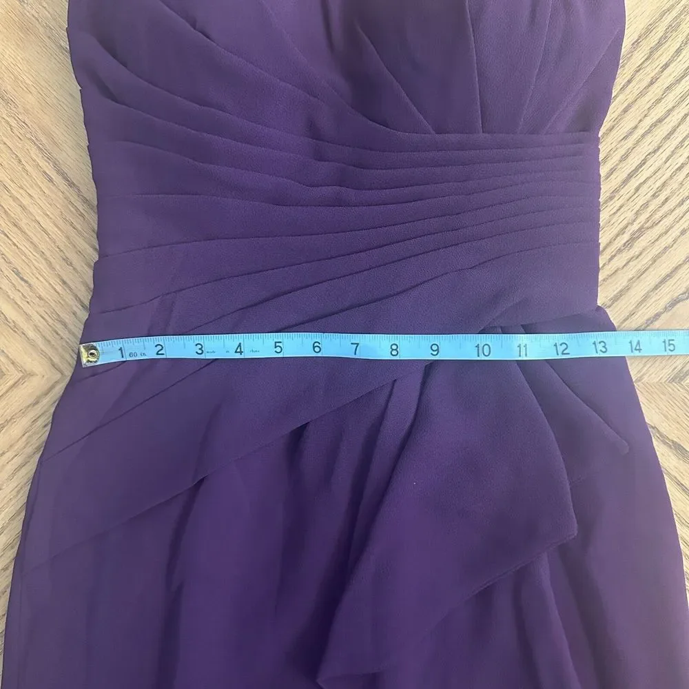 Draped Chiffon Purple Cocktail Dress Gathered Bustier Strapless Bra Insert Sz 6 - Picture 9 of 12